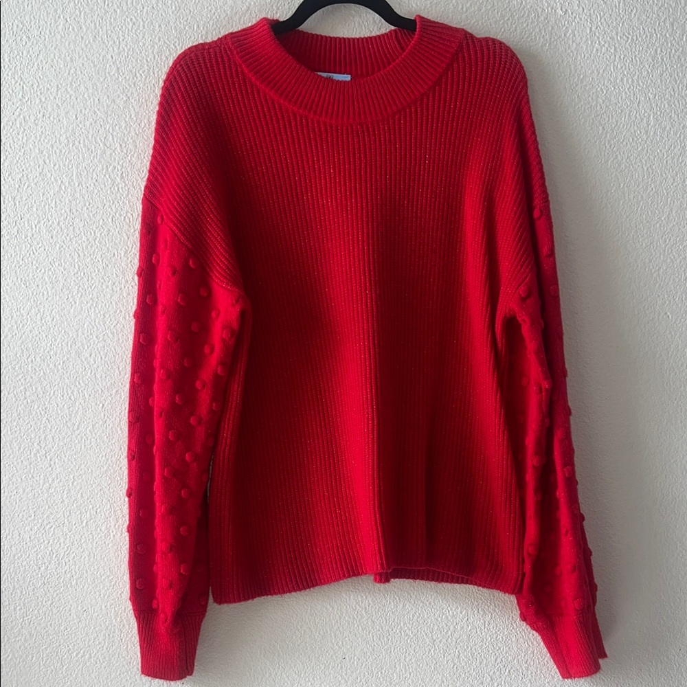 CeCe Vibrant Red Crew Neck Sweater